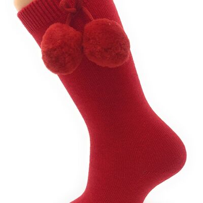 HIGH SOCKS WITH RED POMPONS from 3 to 6 YEARS