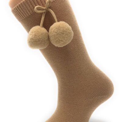 HIGH SOCKS WITH POMPOMS CAMEL from 3 to 6 YEARS