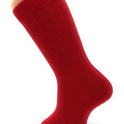 RED RIBBED COTTON HIGH SOCKS from 3 MONTHS to 2 YEARS