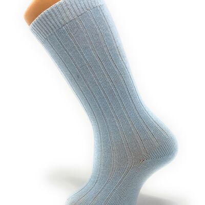 SKY BLUE RIBBED COTTON HIGH SOCKS from 3 MONTHS to 2 YEARS