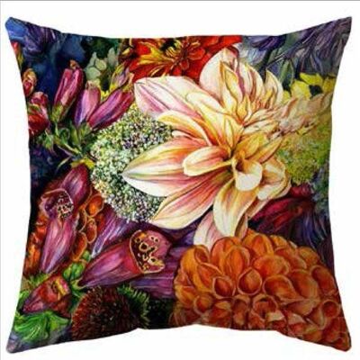 Blooming Flowers Velvet Cushion