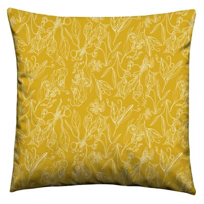 Coussin Fleurs Moutarde