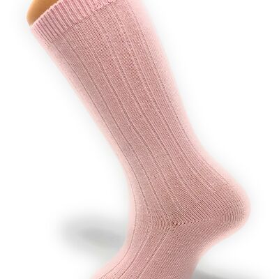 PINK RIBBED COTTON HIGH SOCKS from 3 MONTHS to 2 YEARS