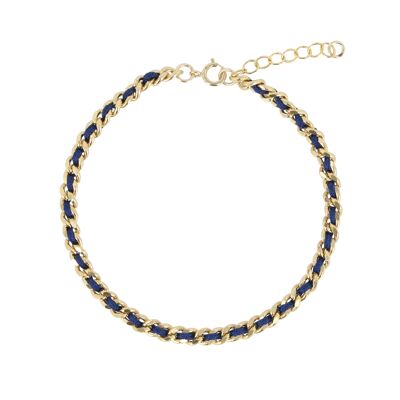 Bracelet simple chicissime bleu nuit plaqué or