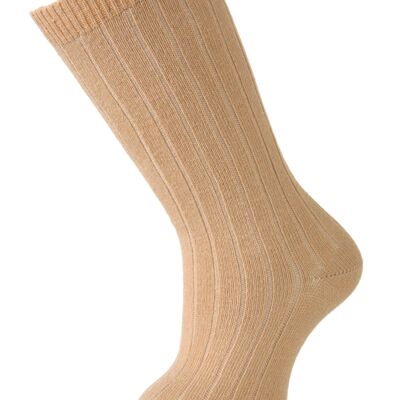 RIBBED COTTON HIGH SOCKS CAMEL from 3 MONTHS to 2 YEARS