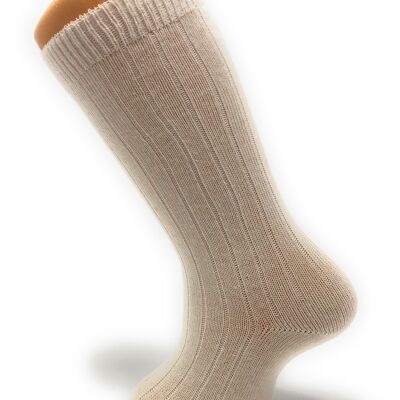NATURAL RIBBED COTTON HIGH SOCKS from 3 to 8 YEARS