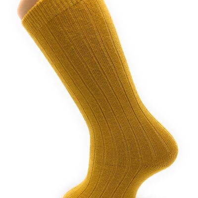RIBBED COTTON HIGH SOCKS MUSTARD from 3 to 8 YEARS