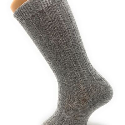 LIGHT GRAY RIBBED COTTON HIGH SOCKS from 3 MONTHS to 2 YEARS