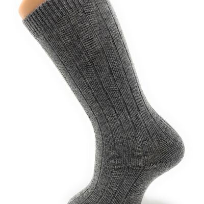 MEDIUM GRAY RIBBED COTTON HIGH SOCKS from 3 MONTHS to 2 YEARS