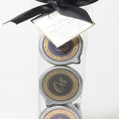 Confezione regalo di candele da massaggio Gold Shimmer Trio