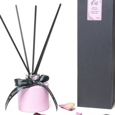 Luxury Reed Diffuser in Rose & Rhubarb with Gift Box & Ribbon – 100ml