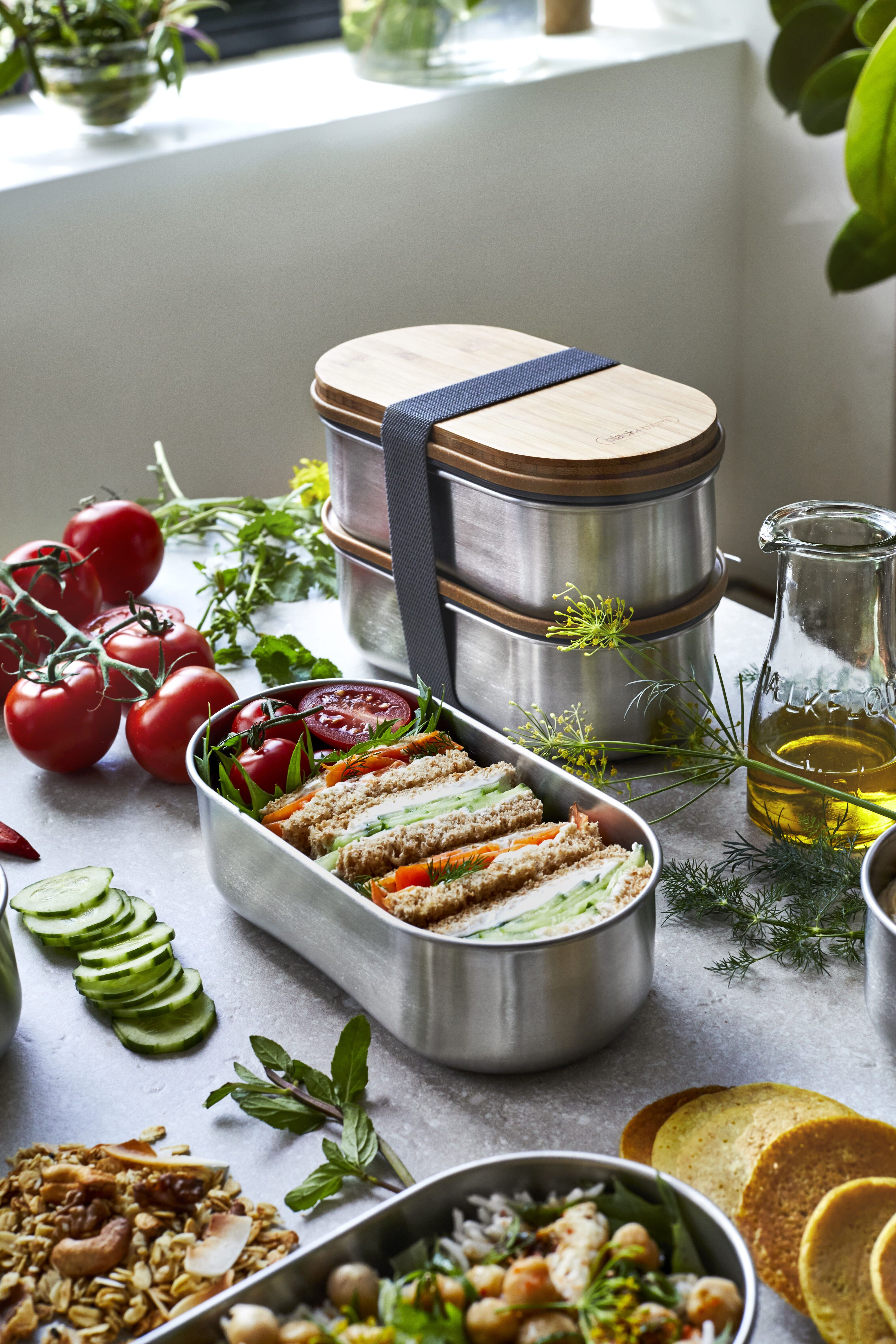 Double Bento Lunch Box inox - Stainless Steel Double Bento Box (2x500ml)