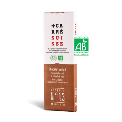 No. 13 - Mini bar of milk chocolate, caramel & Guérande salt, ORGANIC & fair trade, 40g