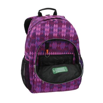 Sac à dos scolaire adaptable au chariot - Acuareles Morado_2 5