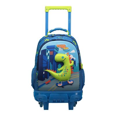 Mochila escolar pequeña con ruedas - Little Dino Azul_1