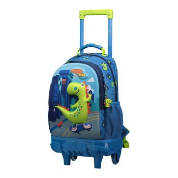 Petit sac à dos scolaire à roulettes - Little Dino Blue_1 2