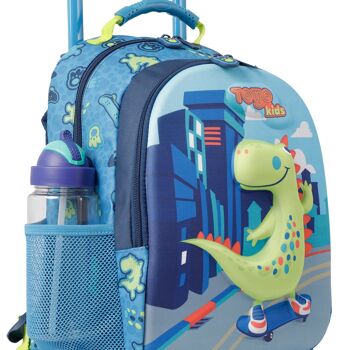 Petit sac à dos scolaire à roulettes - Little Dino Blue_1 6