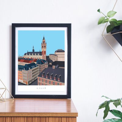 Lille Grand place poster - Blue