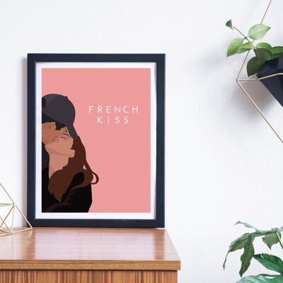 Französisches Kuss-Rosen-Plakat