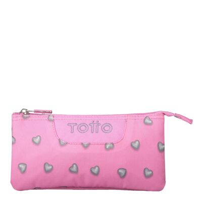 Estuche escolar tres compartimentos corazones rosas - Tablero Rosa_1