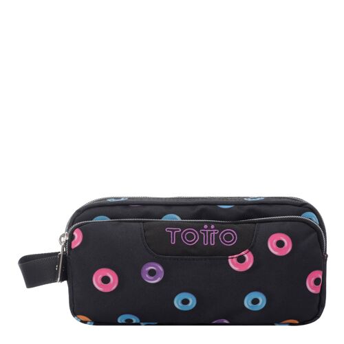 Estuche escolar tres compartimentos donuts - Agapec Negro_1