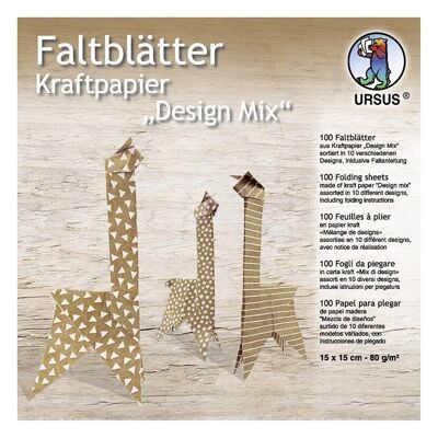 Faltblätter Kraftpapier "Design Mix", 15 x 15 cm