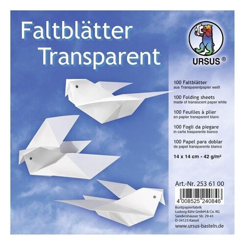 Faltblätter Transparent, weiß, 14 x 14 cm