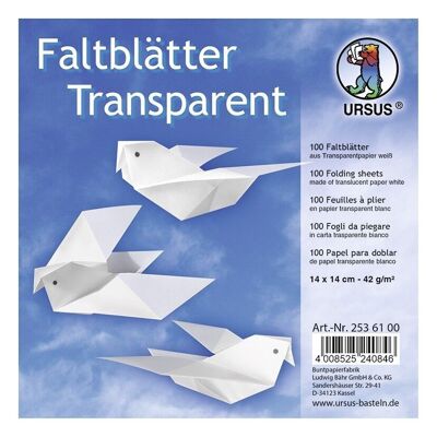 Folletos “papel transparente”, 14 x 14 cm, blanco