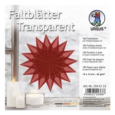 Leaflets transparent, red, 14 x 14 cm