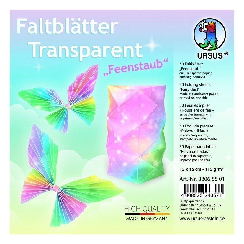 Volantini trasparenti "polvere di fata", 15 x 15 cm