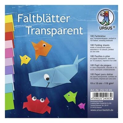 Faltblätter Transparent, sortiert, 15 x 15 cm