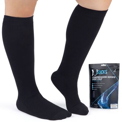 2-pack Wide Calf Compression Socks, Black
