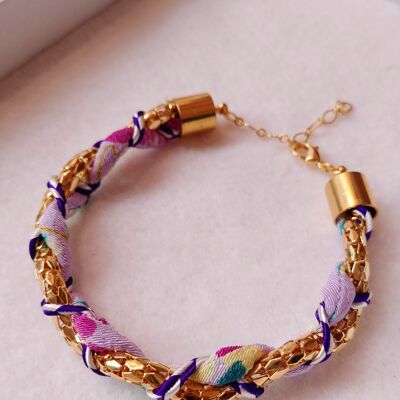 Purple chirimen braided bracelet