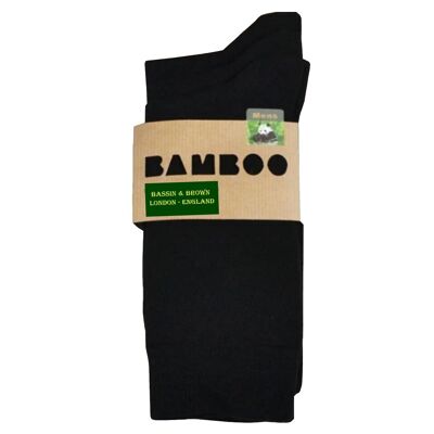 Calcetines negros lisos 100% bambú - Paquete de tres