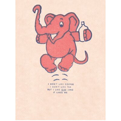 J'aime Gin Pink Elephant, San Francisco, années 1930 [Portrait Prints] - A4 (210x297mm) Archival Print (Sans cadre)