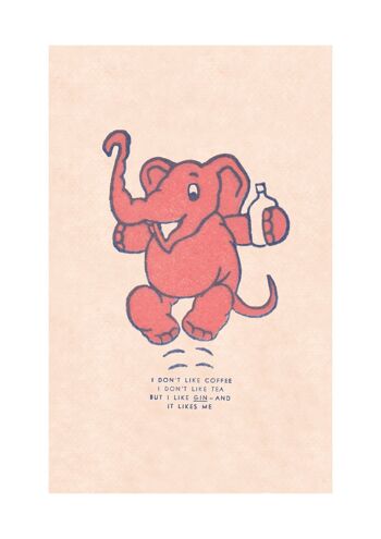 J'aime Gin Pink Elephant, San Francisco, années 1930 [Portrait Prints] - A2 (420x594mm) Archival Print (Sans cadre) 1