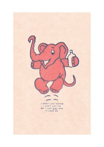 J'aime Gin Pink Elephant, San Francisco, années 1930 [Portrait Prints] - A1 (594x840mm) Archival Print (Sans cadre) 1