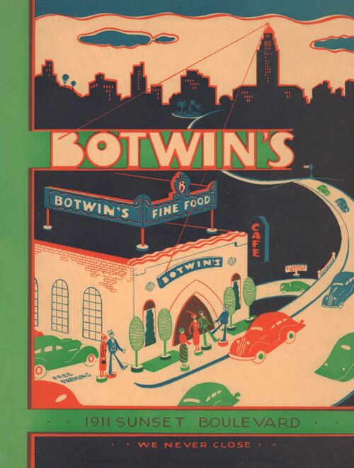 Botwin's, Los Angeles, California, 1930s - A4 (210x297mm) Archival Print (Unframed)