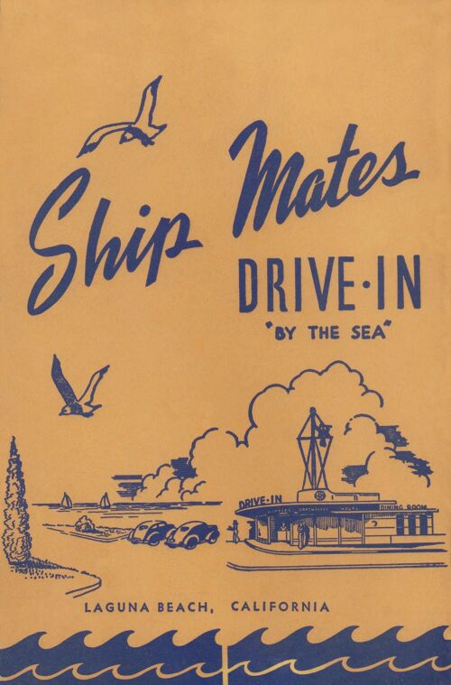 Ship Mates Drive-In, Laguna Beach 1950s - A3 (297x420mm) Archival Print (Unframed)