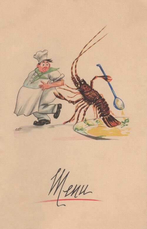 Lobster & Chef, Rouen, France, 1954 - A1 (594x840mm) Archival Print (Unframed)