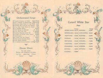 Menu de musique Cunard White Star, Alistair K MacDonald des années 1930 - A3 + (329 x 483 mm, 13 x 19 pouces) impression d'archives (sans cadre) 2