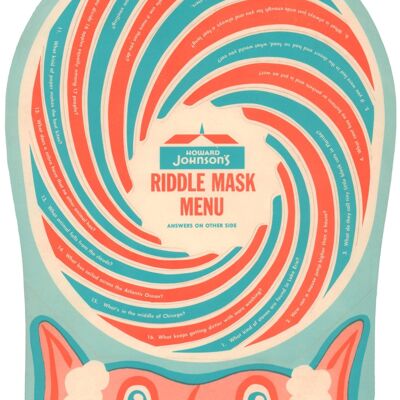 Howard Johnson's Riddle Mask Menu, 1960er - 50 x 76 cm (20 x 30 Zoll) Archivdruck (ungerahmt)