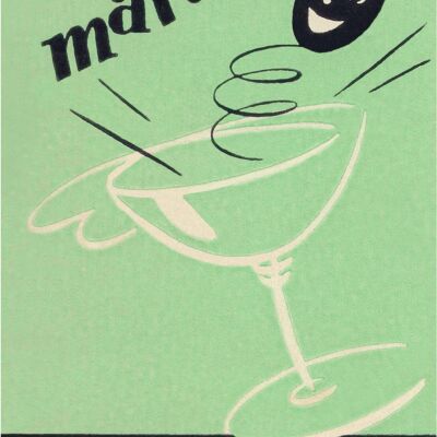 Martini Olive Detail from Mark Twain Hotel, Hannibal MO, 1950s - A4 (210x297mm) Archival Print (Unframed)