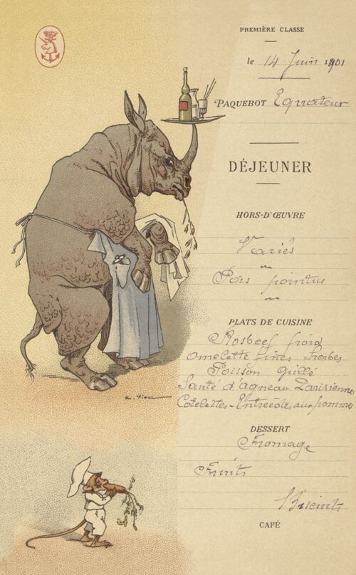 Le Paquebot Équateur, 1901 (Rhino) - A1 (594x840mm) Archival Print (Unframed)