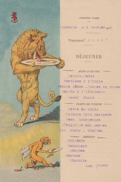 Le Paquebot Oxus 1906 (Lion) - A3+ (329x483mm, 13x19 inch) Archival Print (Unframed)