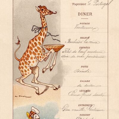 Le Paquebot Portugal 1905 (Giraffe) - A4 (210x297mm) Archival Print (Unframed)