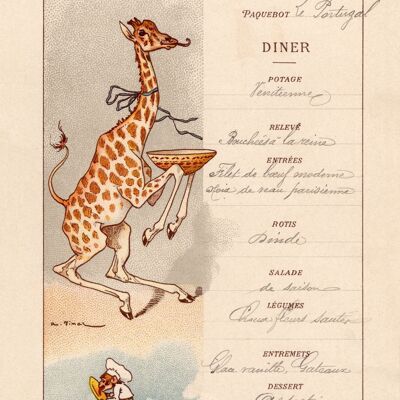 Le Paquebot Portugal 1905 (Giraffe) - A3+ (329x483mm, 13x19 inch) Archival Print (Unframed)