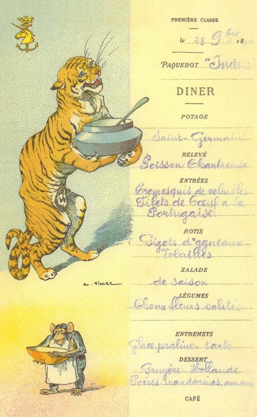 Le Paquebot Indus (Tiger) 1896 - A4 (210x297mm) Archival Print (Unframed)