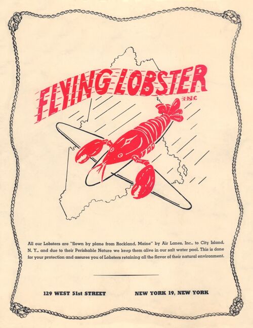 The Flying Lobster, New York 1940s - A3 (297x420mm) Archival Print (Unframed)