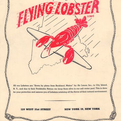 The Flying Lobster, New York 1940s - A3+ (329x483mm, 13x19 inch) Archival Print (Unframed)